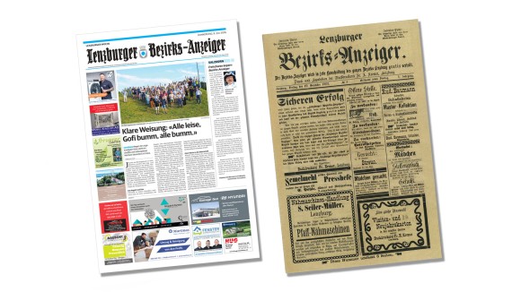 Lenzburger Bezirks-Anzeiger damals und heute. (Copyright CH Media)